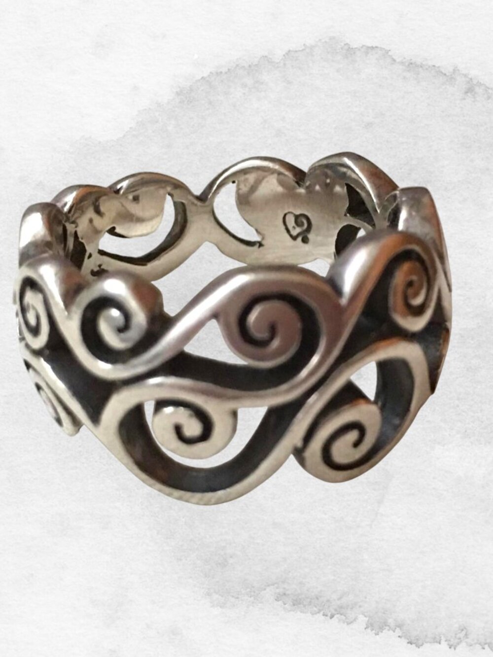 Brighton Sterling Silver Open Swirl Scroll Wave Ring, 925, Size 8 Vintage